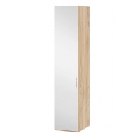 Шкаф для белья Эмбер с 1 зеркальной дверью Яблоня Беллуно, Белый глянец